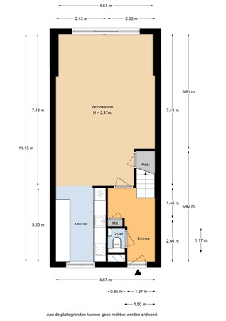 Floorplan - Paardensprongstraat 16, 3554 EK Utrecht